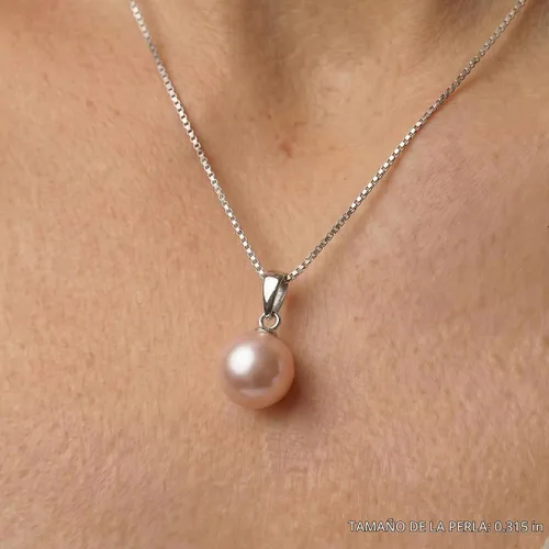 Vista 2 de The Pearl Source Real Freshwater Pearl Necklace for Women, Genuine Cultured Freshwater Pearls, Fine Jewelry Gift Rosa