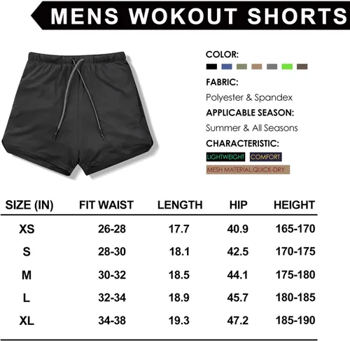 Vista 7 de Leidowei - Shorts 2 en 1, ligeros, de 7 pulgadas y con bolsillos con cierre para hombre, para entrenamiento, correr, hacer yoga y gimnasio