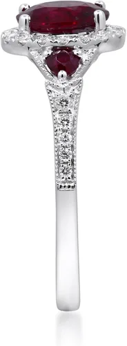 Vista 4 de Gin & Grace Anillo de rubí genuino Mozambique de oro blanco de 14 quilates con diamantes para mujer Joyas hechas a mano con forma de rubí de origen
