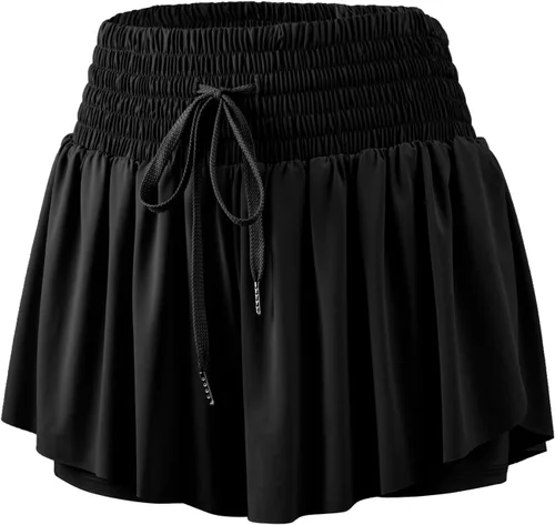 Vista 7 de Blaosn Pantalones cortos atléticos fluidos para mujer, cintura alta, gimnasio, yoga, entrenamiento, correr, pantalones cortos, falda, ropa linda