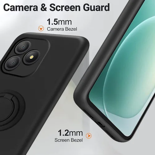 Vista 2 de Funda compatible con Blackview Wave 9C con protector de pantalla, soporte de anillo giratorio de 360°, soporte de silicona TPU a prueba de golpes