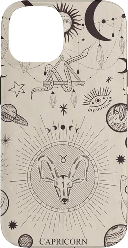 Vista 4 de Estuche estético para iPhone 12/12 Pro astrológico celestial con signo del zodiaco Capricornio