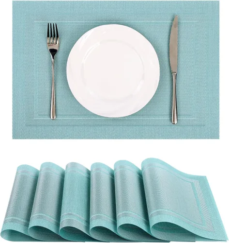 Vista 14 de SHACOS - Caminos de mesa de vinilo tejido, lavables, para uso en interiores o exteriores, fáciles de limpiar