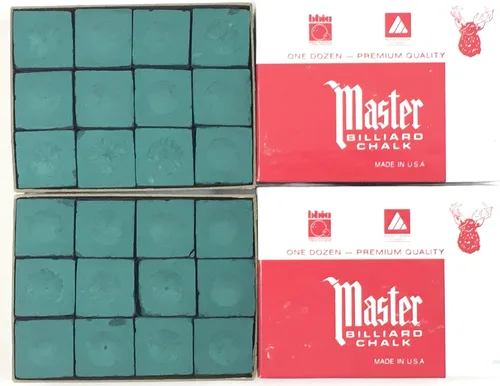 Vista 3 de Fabricado en los Estados Unidos - 2 cajas de Master Chalk - 24 piezas para tacos de piscina y puntas de billar