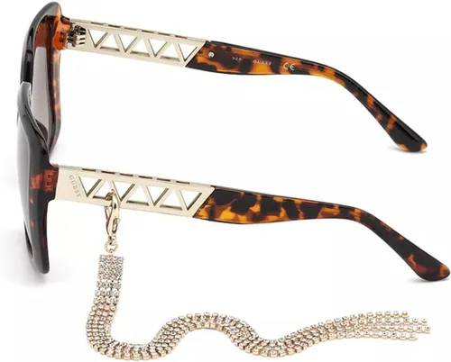 Vista 3 de GUESS Gafas de sol cuadradas con cadena de, Habana oscuramarrón degradado