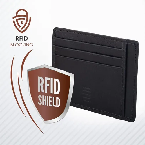 Vista 4 de Elegant Plain cardholder Genuine Leather RFID blocking Magnetic Clip Cardcase Wallet Slim Design for Front and Back Pocket Quality Cardcase wallet