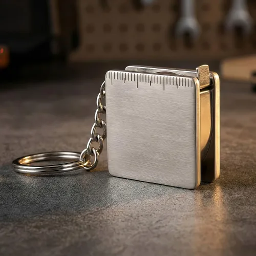 Vista 3 de Cinta métrica de acero inoxidable (3.9 ft) Retractable pocket ruler on a split key ring, small enough for a purse or toolbox, gift for sewing
