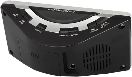 Vista 2 de HANNLOMAX Radio despertador HX-148CR, radio FM, pantalla de 1.4", carga USB Reloj digital, alarma dual, pantalla LED verde de 1.4 pulgadas
