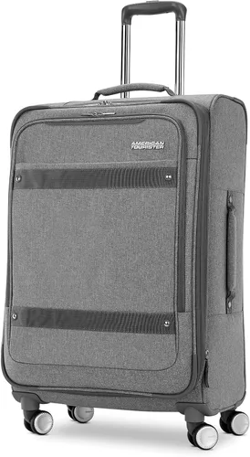 Vista 2 de AMERICAN TOURISTER Whim Softside - Maleta expandible con ruedas giratorias, Gris (Dove Grey), Juego de 2 piezas (maleta de manomediana), Whim