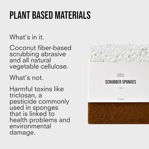Vista 4 de Public Goods Esponja para fregar Esponjas de limpieza y fregado para platos y fregadero de cocina Esponjas naturales a base de plantas Paquete
