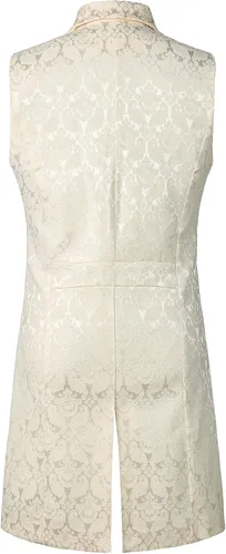 Vista 2 de ZEROYAA Chaleco gótico steampunk de doble botonadura jacquard para hombre, chaleco sin mangas