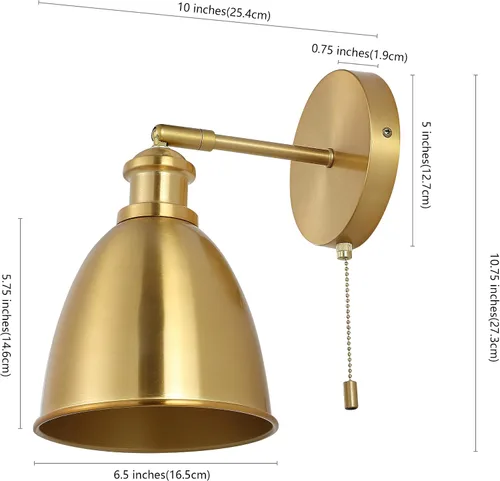 Vista 6 de JONATHAN Y JYL9911A-SET2 - Juego de 2 apliques de pared LED de latón dorado de 6.5 pulgadas para dormitorio, lámpara de pared industrial cableada