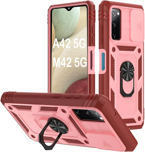 Vista 46 de PASNEW Funda militar para iPhone 13 Pro Max, cubierta de cámara deslizante y soporte de anillo de metal de 360°, carcasa rígida multicapa resistente