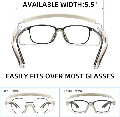 Vista 2 de Gafas de seguridad sobre anteojos, anti niebla, gafas protectoras con marco ajustable para hombres y mujeres Blanco floral