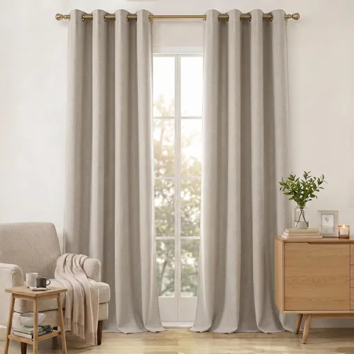 Vista 10 de Anpark Cortinas 100% opacas para dormitorio, cortina opaca de lino estilo granja de 84 pulgadas de largo, juego de 2 paneles, cortinas de ventana