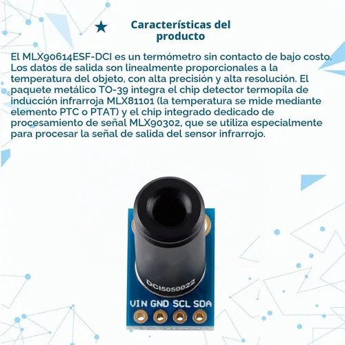 Vista 4 de MLX90614ESF-DCI Módulo de sensor de temperatura infrarrojo sin contacto Módulo de sensor de temperatura infrarroja de alta precisión Módulo
