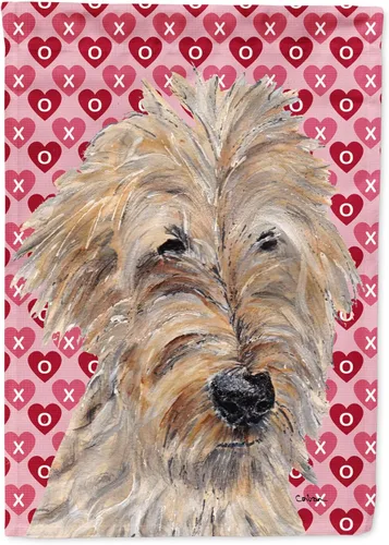 Vista 331 de Caroline's Treasures SS4484GF Bandera de jardín con diseño de bulldog inglés y corazones para el Día de San Valentín, bandera decorativa para patio