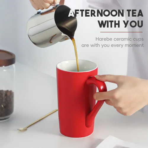 Vista 7 de harebe Tazas de café grandes de 20 onzas, taza de cerámica suave para pareja para oficina y hogar, hombres, papá, gran capacidad con tazas de asa