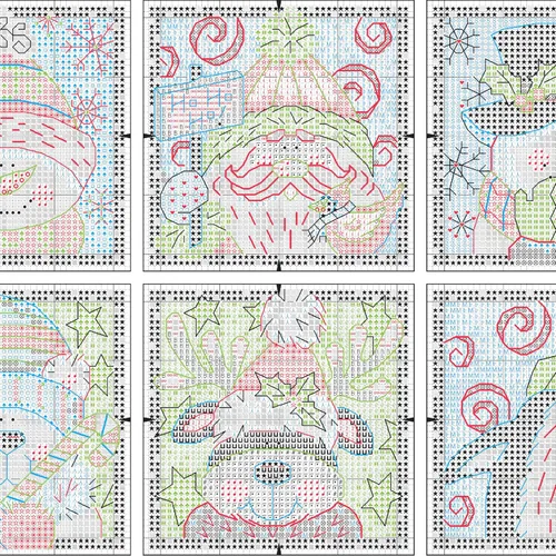 Vista 4 de Dimensions Kit de adornos de Navidad de punto de cruz contado, 6 piezas