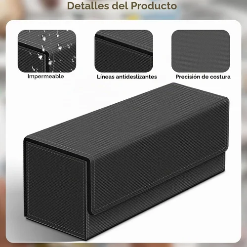 Vista 4 de Homthy Funda de 600 cartas para comercio, cierre magnético de cuero, caja de almacenamiento Commander para deportes, juegos, tarjetas estándar Negro