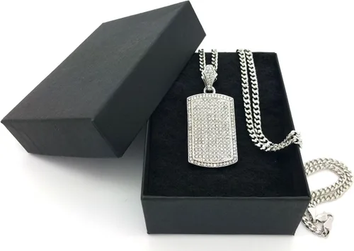 Vista 4 de Cadena con colgante de cadena para hombre, plata o oro