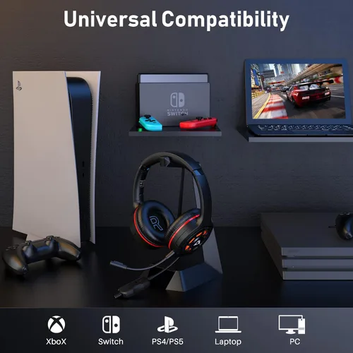 Vista 7 de Ankbit Auriculares de PC para juegos auriculares estéreo para PS4PS5 auriculares de computadora con cable con cancelación de ruido con micrófono