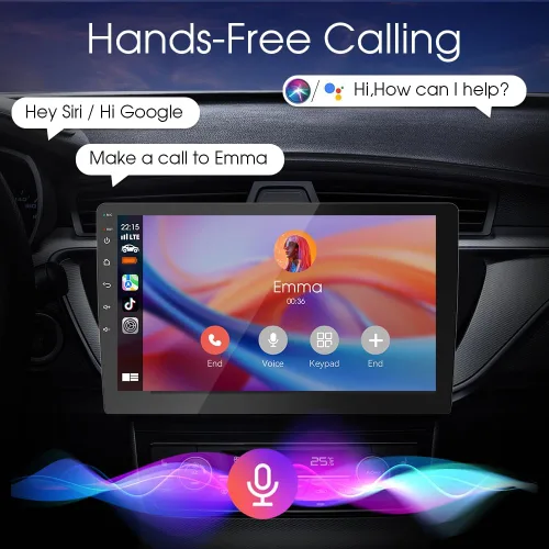 Vista 4 de Haudio Estéreo inalámbrico de doble DIN de 9 pulgadas para automóvil, con Apple CarPlay y pantalla de radio Android Auto, con Mirror Link, Bluetooth