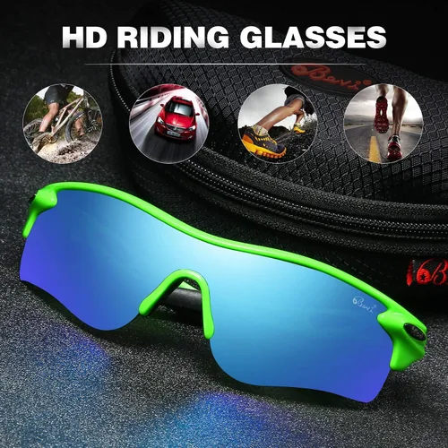 Vista 5 de Bevi Gafas de sol deportivas polarizadas para hombres y mujeres béisbol correr ciclismo golf tr90 marco duradero y ultraligero