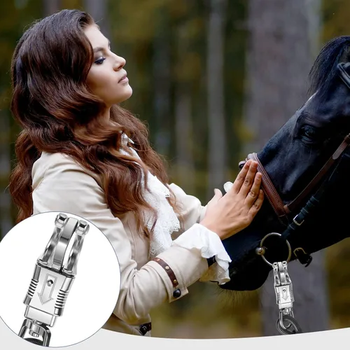 Vista 6 de Riakrum 4 lazos elásticos para remolque de caballo con cierre rápido, color Negro