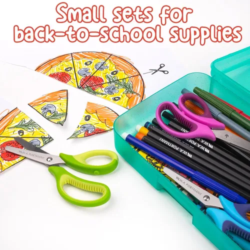 Vista 2 de WA Portman - Tijeras romas para niños, con punta roma de 5 pulgadas, para aulas, suministros de regreso a clases, agarre antideslizante y cuchillas