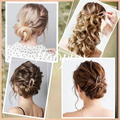 Vista 7 de Paquete de 2 horquillas para el cabello francés Benefree de 5.1 pulgadas en forma de U marfil para cabello fino y grueso, palillos de pelo clásicos