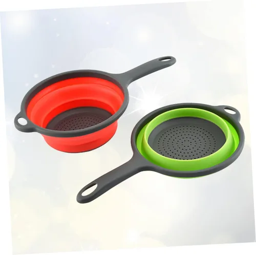 Vista 3 de NOLITOY Colador plegable de silicona con ranura para cuchara, filtros para nevera, colador de arroz, cuenco plegable para verduras, cesta de lavado