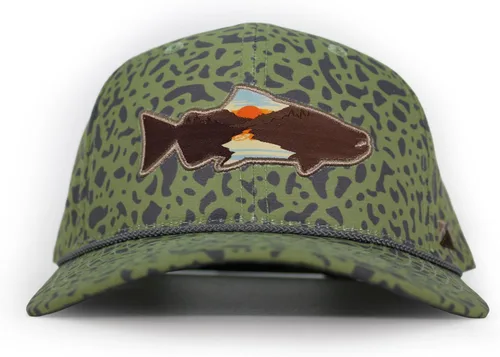 Vista 9 de Paramount Outdoors Sombrero de pesca de trucha al atardecer, diseño de silueta de pez de montaña, sombrero para exteriores con cómodo Snapback