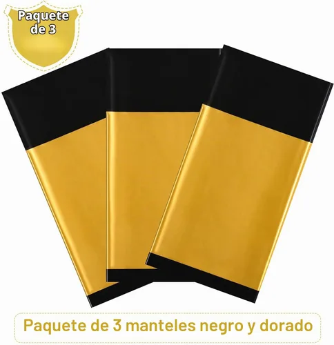 Vista 4 de Tatuo Juego de 3 piezas de mantel de plástico desechable rectangular y mantel para mesa para graduación, baby shower, despedida de soltera, fiesta