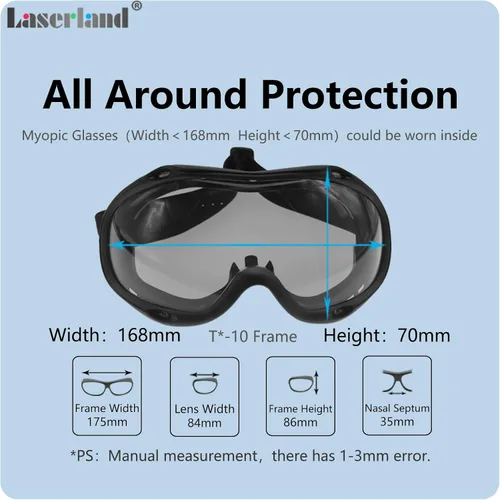 Vista 7 de 190nm-550nm 355nm 405nm 450nm 473nm 532nm OD6 azul verde láser protección gafas de seguridad gafas de seguridad CE T1-10