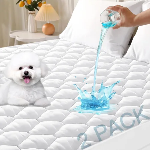 Vista 9 de MUXHOMO Protector de colchón Twin, funda de colchón acolchada Twin 100% impermeable, protector de colchón tipo almohadilla silencioso, suave