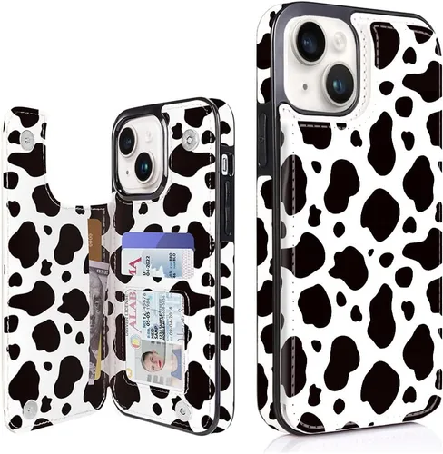 Vista 15 de Funda tipo cartera compatible con iPhone 13 Pro de 6.1 pulgadas con tarjetero, de piel sintética, con función atril, ranuras para tarjetas, doble