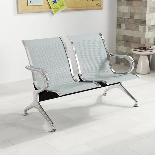 Vista 7 de KINTNESS Sillas de recepción de 2 asientos, muebles de vestíbulo, silla de sala de espera con brazos banco de recepción para aeropuerto, oficina