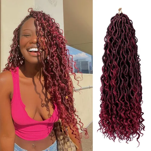 Vista 35 de 8 pulgadas Goddess Faux Locs pelo de ganchillo para mujer negro 7 paquetes de rastas estilo bohemio río para mujeres niños cabello pre rizado
