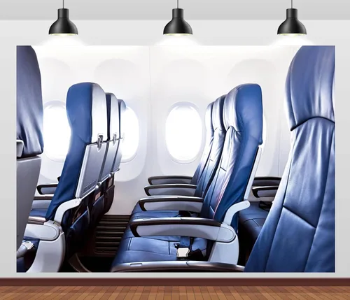 Vista 2 de Telón de fondo de tela de 5 x 3 pies para asientos de avión, fotografía de fondo, ventana de avión, interior, cabina, avión, decoración de fiesta