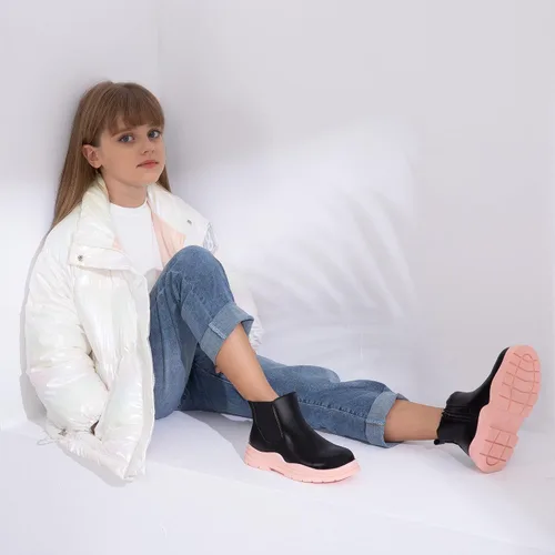 Vista 2 de brooman Botas Chelsea para niños y niñas, botines con cremallera