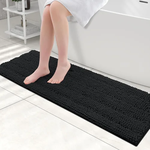 Vista 162 de Grandaily Alfombras de baño de felpilla a rayas de 24 x 16 pulgadas, extra gruesas y suaves, absorbentes, parte trasera de goma, alfombra de ducha