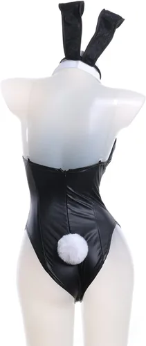 Vista 6 de Traje de conejo, disfraz de conejo, disfraz de cosplay para mujer, conjunto completo con medias