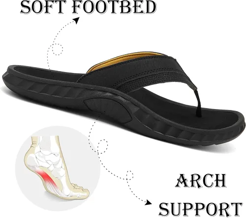 Vista 3 de ChayChax Men's Flip Flops Arch Support Beach Sandals Outdoor Sport Thong Sandal with Soft Footbed