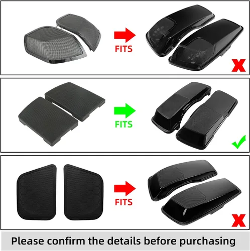 Vista 2 de XMT-MOTO Juego de parrillas con tapa para alforja para Harley Davidson Touring 1993-2013, color negro