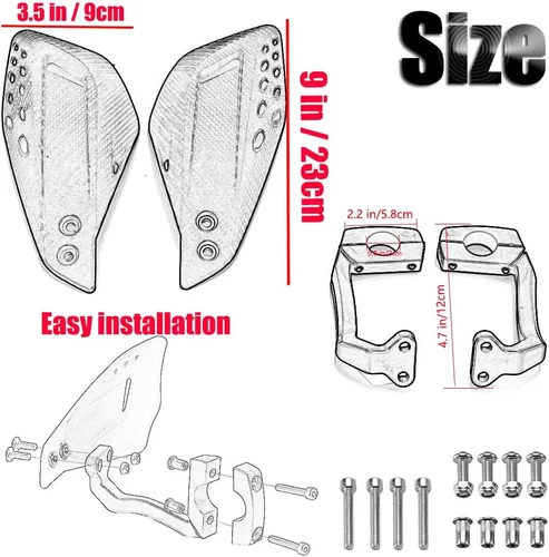 Vista 5 de Kucehiup Guardamanos de motocicleta 7/8" 0.866 in Universal Handguard Negro