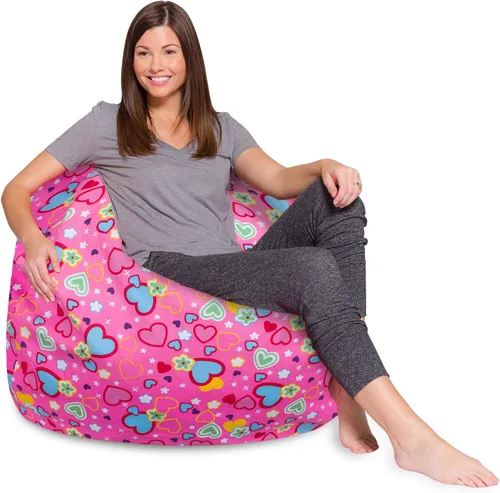 Vista 36 de Posh Creations - Sillón puff para niños, adolescentes y adultos, incluye funda extraíble y lavable a máquina, tamaño mediano de 27 pulgadas, lona
