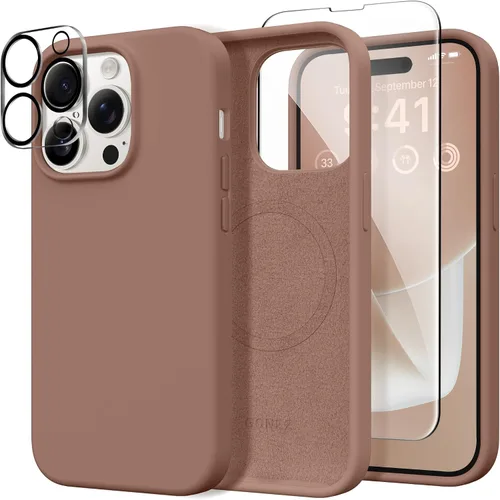 Vista 261 de GONEZ Funda magnética para iPhone 14, compatible con Magsafe, con protector de pantalla + protector de cámara, forro de microfibra antiarañazos