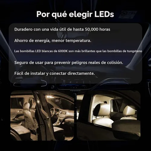 Vista 4 de 36mm Bombillas LED 6000K Blanco Puro Brillante para Luces Interiores de Coche, Libres de Errores, 9-SMD 5630 Chipsets, DE3021, Bombilla para Luz