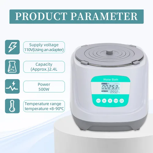 Vista 2 de Agitador magnético de baño de agua digital Calentador termostático Dispositivos de calefacción eléctrica Revestimiento de acero inoxidable 2.4L